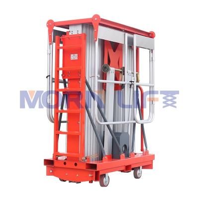 China High Quality Hotels Manual Hydraulic Double Masts Vertical Lift Work Platforms Aerial Mobile Portable Aluminum Mast Lift for sale