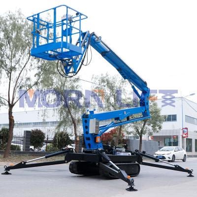 China New Garment Shops MORNING 6m-22m Boom Lift Aerial Work Trailer Mounted Platform Boom Lift Tracked Cherry Picker With CE ISO for sale