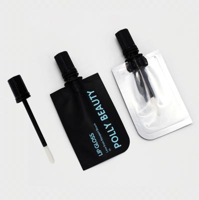 China Disposable Custom Printing Cosmetic Use 5ml Lip Tint Packaging Spout Pouch With Brush for sale