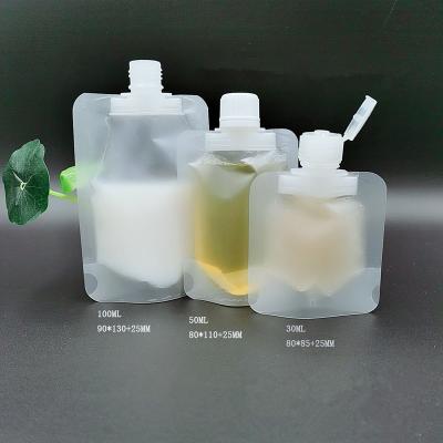 China Small Plastic Flip Cap Spout Pouch 50ml Clear Color Spout Moisture Proof Package for sale