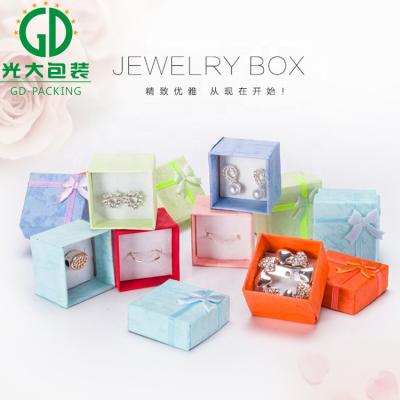 China Recyclable Black With Logo Stamped Jewelry Packaging Box With Two Part Piece Lid And Base for sale