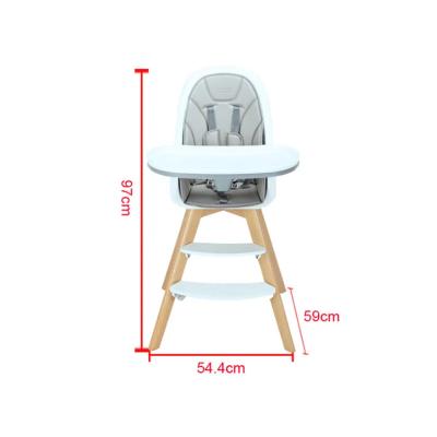 China Durable+adjustable+Mobile Wooden Baby Highchair Removable and 2 Positions Tray Detachable Baby Chair for sale