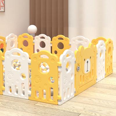 China European Standard Safety Foldable Plastic Toddler Fence Gates For Indoor Cartoon Plastic Play Yard 18 Panel Kids Activity Center Playpen For Babies for sale