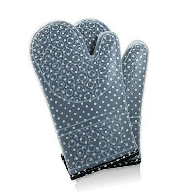 China Double Layer Printed Oven Mitts Thicken Silicone Non Slip Oven Pot Holder Heat Resistant BBQ Gloves for sale