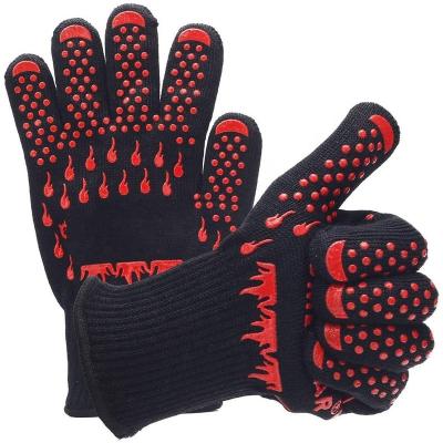 China Printed 932 F Microwave Oven Mitts Baking Cooking Anti Scalding Broil BBQ Heat Resistant Gloves for sale