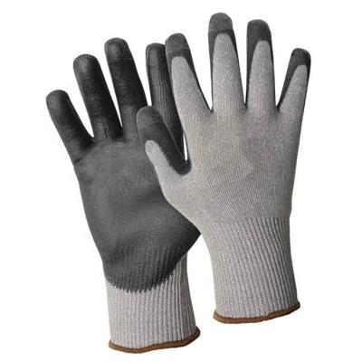 China Protect your hands. Stretch Comfort Grip Level 5 Cut Proof High Tensile Polyurethane PU Palm Coated HPPE Cut Resistant Gloves for sale