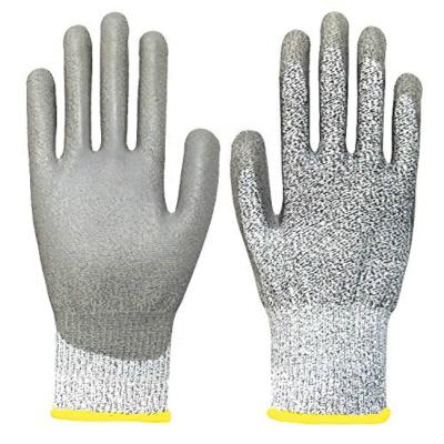 China Protect your hands. Stretch Comfort Grip Multi Function Work Cut Protection HPPE Knitted Polyurethane PU Palm Coated Cut Resistant Gloves for sale