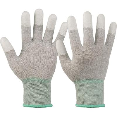 China Computers Electronics PC Anti Static Building Carbon Fiber PU Coated Anti Static Finger Safety Work ESD Gloves for sale