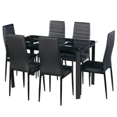 China K/D Factory Supplier Glass Modern Luxury Dining Table Set 6 Chairs for sale