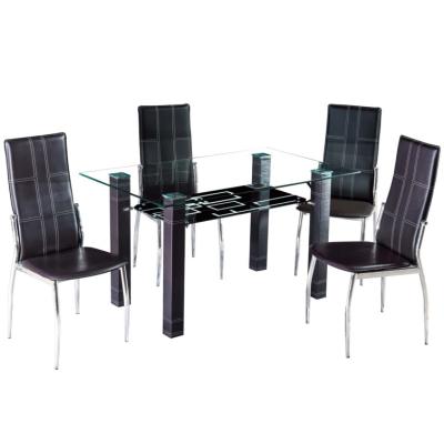 China Dining Set Modern High Quality Tempered Glass Dining Table Set With 4 Chairs Dining Furniture for sale