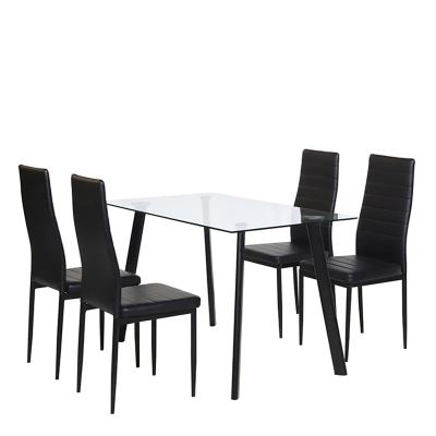 China Glass dining table with 6 chairs for home dining table set canteen table and chair cheap din for sale