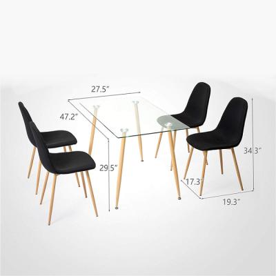 China Modern Woodland Furniture Dining Table and Chairs Dining Table Set with Tempered Glass Top for sale