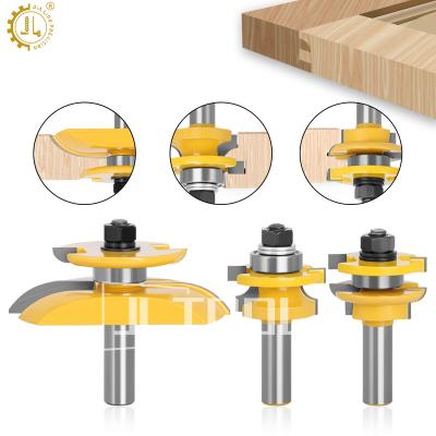 China CNC Milling Machine 3pcs 12mm Leg CNC Woodworking Tool Kit Tenon Cutter Round Over Cove Board Raiser Router Bit Set rail and upright for sale