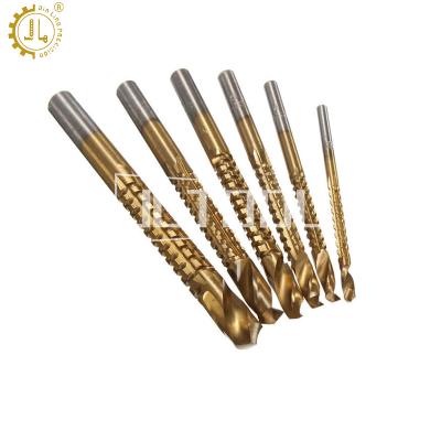 China CNC Milling Machining Titanium Plated Wawtooth Twist Drill For Wood Working Plastic Aluminum Sheet Slotted Zigzag Drill With Round Handle for sale