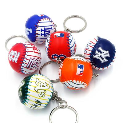 China Promotion Gift Wholesale 3D Baseball Key Chain MLB 6 Teams New York Yankees Ball Keychain Car Pendant Key Ring Backpack for sale