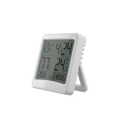 China Indoor Electronic Hygrometer LCD Digital Temperature and Humidity Monitoring Weather Station Alarm Clock Thermometer Hygrometer for sale