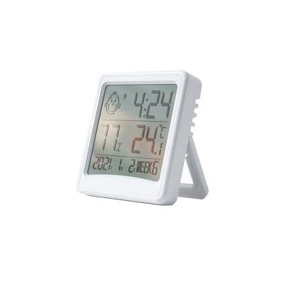 China Small Indoor Thermo Hygrometer Thermo Calendar LCD Temperature and Humidity Sensor Thermo Hygrometer for sale