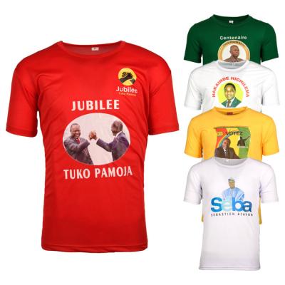 China cheap polyester t-shirt printing sublimation t-shirts wholesale Kenya T-shirt Anti-wrinkle election t-shirts campaign for sale