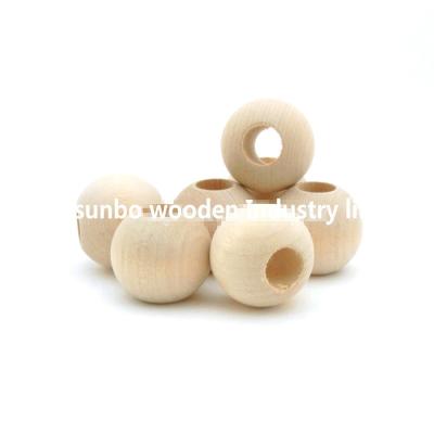 China China Nature Wooden Unfinished Round Wooden Bead And Balls With Holes 30mm for sale