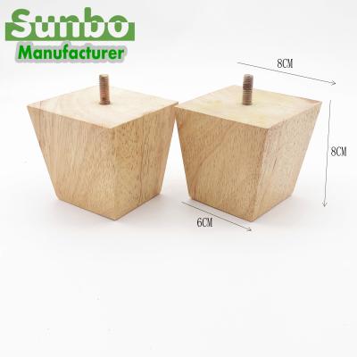 China Modern High Quality Furniture Wooden Square Leg 8cm With M8 Screw for sale