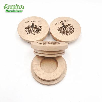 China Custom Handsome Pile Proof Solid Wood Lid With Logo For Glass Lid Candle Lid for sale