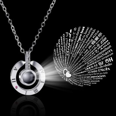 China Hot Selling Punk 925 Sterling Silver Projecting 100 I Love You Languages ​​Necklace for sale