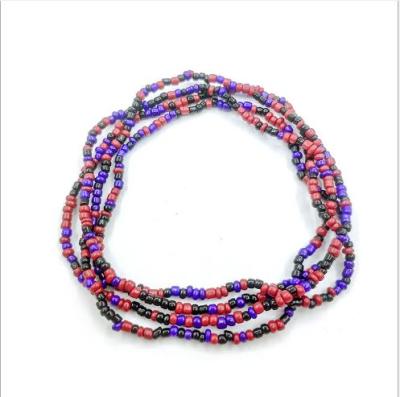 China Ethnic simple handmade colorful beaded pearl colored pearl chain elastic waist chain lady waist chain lady waist chain for sale