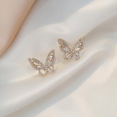 China Wholesale Cute Zircon Women's 925 Silver Stud Earrings Butterfly Stud Earrings for sale