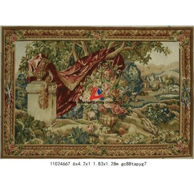 China Hot Sale Rare Antique French Wool Aubusson Style Large Wall Tapestry With Great Price for sale