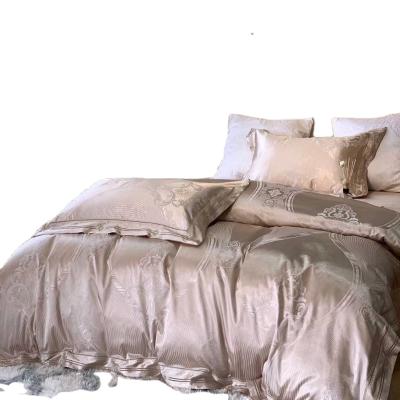 China Polyester And Cotton Jacquard Bedding Set Disposable Solid Sheet Set 300TC for sale