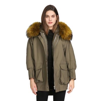 China Customized Real Feminina Anti Shrink Faux Fur Trim Hooded Ladies Down Coat Plus Size Women Parka Jacket Winter for sale