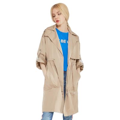 China Spring Autumn Breathable Customized Hooded Ladies Overcoat Long Coat Plus Women Ditch Jacket for sale