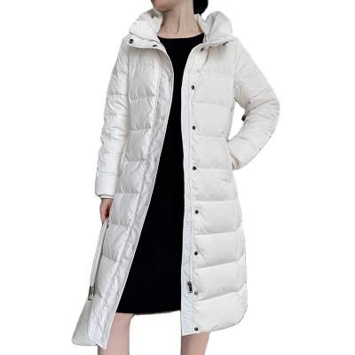 China Customized Warm Hooded Ladies Anti-Shrink Down Long Women Jacket Winter Coat for sale