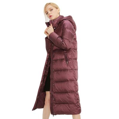 China Customized Warm Hooded Ladies Anti-Shrink Long Plus Size Women Down Jacket Winter Coat for sale