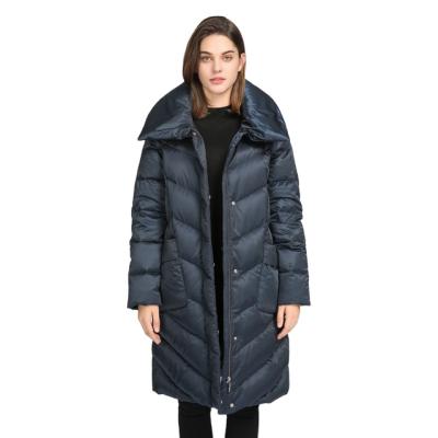 China Customized Warm Hooded Ladies Anti Shrink Down Long Coat Plus Size Women Jacket Winter for sale