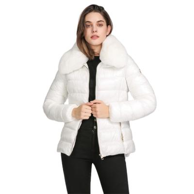 China Customized Anti-Shrink Faux Fur Collar Down Stripper Ladies Plus Size Women Winter Jacket Bubble Coat for sale