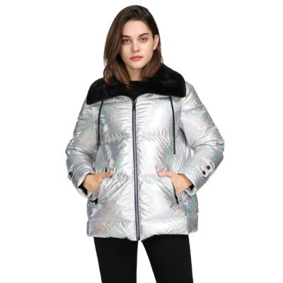 China Stripper Waterproof Ladies Plus Size Women Winter Jacket Bubble Coat Ribbon Customized Hooded Faux Fur Collar Down Woven Casual OEM Service for sale