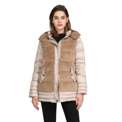 China Anti-wrinkle Customized Warm Hooded Ladies Down Stripper Bubble Plus Size Women Winter Jacket Faux Fur Coat for sale