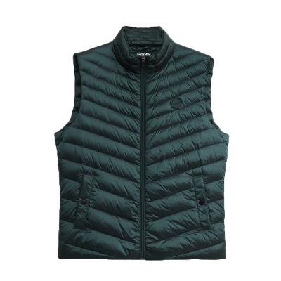 China Custom Lightweight Windproof Warm Jacket Vest With Zipper Bubble Winter Duck Sleeveless Packable Men Down Stripper Vest For Men for sale