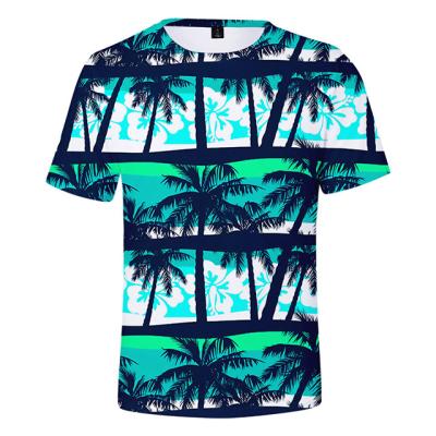 China Other Factory Wholesale Custom 3D Digital Printed Short Sleeve T-shirts OEM Hawaii Patterned Casual Fashion for sale