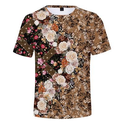 China Other Factory Wholesale Custom Printed Short Sleeve 3D Digital Printed T-shirt Floral Casual Fashion for sale