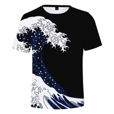 China Wholesale Custom Other T-Shirts Mens And Womens 3D Digital Printing Factory Pattern Wave Short Sleeves Sports Casual Fashion for sale