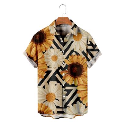 China Anti-pilling Sunflower sleeve shirt 3D shirts men's and women's summer short shirt fashion digital printed casual factory custom for sale