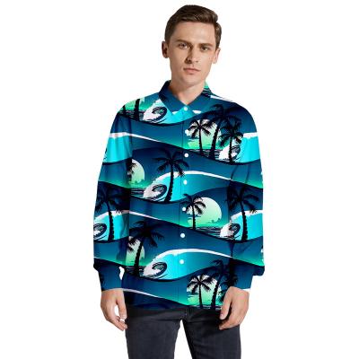 China Wholesale Custom Printing Fashion Factory Digital Printing 3D Anti-pilling Hawaii Long Sleeve Shirt Men's Casual Formal Trend for sale