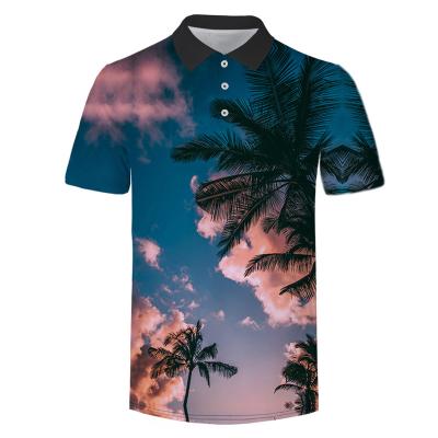 China Factory Custom Fashion Digital Printing Breathable Quick Dry Short Sleeve POLO SHIRT Anti-wrinkle Hawaii Men's and Women's Polo Shirts for sale