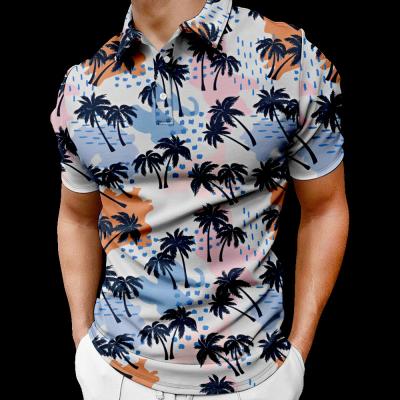 China Anti-Wrinkle Hawaii Beach Men's and Women's Polo Shirts 3D Short Sleeve Digital Printing Factory Wholesale Custom Breathable Pattern for sale