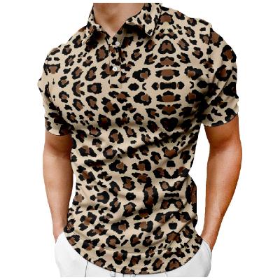 China Anti-wrinkle casual short sleeve polo shirts for men and women 3D factory custom pattern fashion leopard digital printing wholesale copy for sale