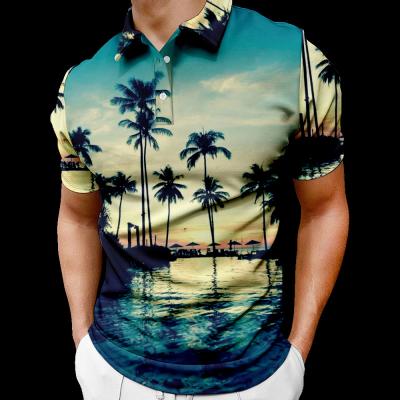 China Anti-wrinkle short sleeve polo shirts for men and women 3D number printing factory wholesale custom pattern Hawaiian casual sports fashion for sale