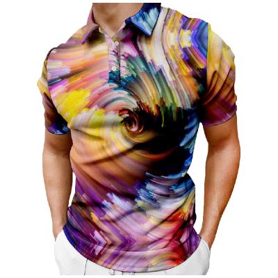 China Factory Wholesale Fashion 3D Custom Pattern Men Short Sleeve Polo Shirt Anti-wrinkle Casual Digital Printing Breathable Quick Drying for sale