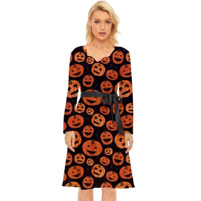 China Breathable Loose Digital Printing 3D Dress European And American Fashion Halloween Party Princess Style Simple Dress Women Custom Made Model for sale